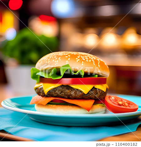 meat burger on a dish meat burger on a dish 110400182