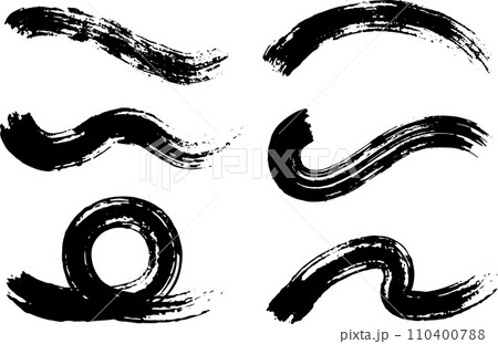 筆で描いた波のようなブラシストロークのセット 110400788