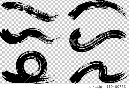 筆で描いた波のようなブラシストロークのセット 110400788