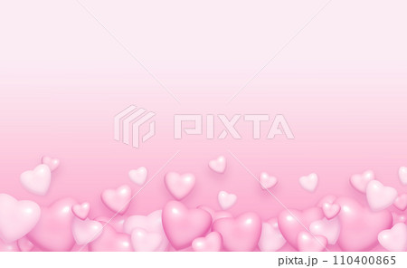 ピンクと白のぷっくりした3Dハートの背景 110400865