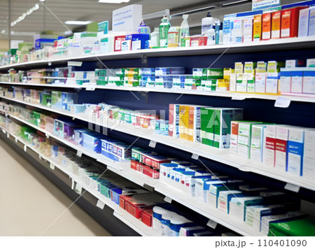 Happy Beautiful pharmacist in a pharmacy shop drug store 110401090