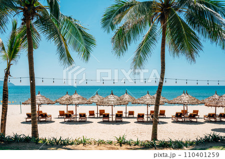 My Khe Beach with parasol and sunbed in Da Nang, Vietnam 110401259