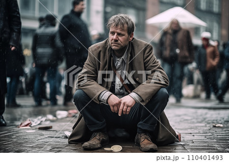 Stock broker in depression. World crisis. Stock broker in depression. World crisis. 110401493