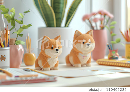 柴犬と文具-1 110403223