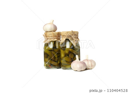 PNG, a jar of cucumber twists, isolated on a white background. PNG, a jar of cucumber twists, isolated on a white background. 110404528