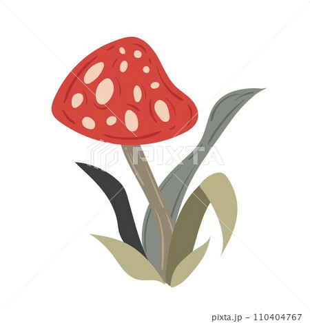 Halloween hand drawn Fly agaric. Flat vector illustration isolated on white background. 110404767