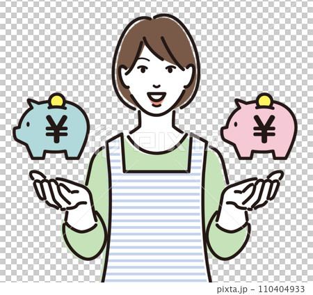 A young housewife explaining how to manage money A young housewife explaining how to manage money 110404933