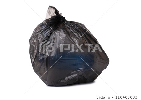PNG, Garbage in black trash bag, isolated on white background 110405083
