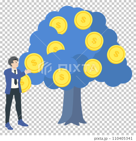 Illustration of businessman and money tree 110405341