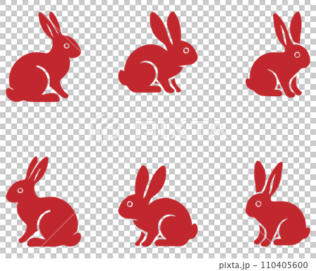 Rabbit icon set red 110405600