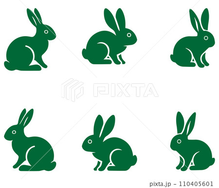 ウサギのアイコンセット 緑 110405601