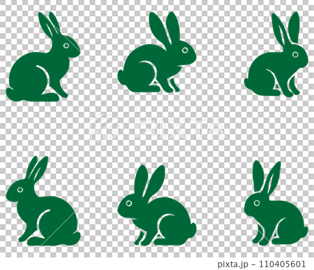 ウサギのアイコンセット 緑 110405601