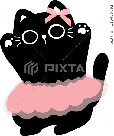 cute coquette aesthetic black cat with pink - Stock