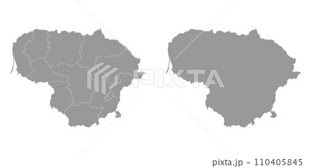 Lithuania gray map with counties. Vector illustration. 110405845