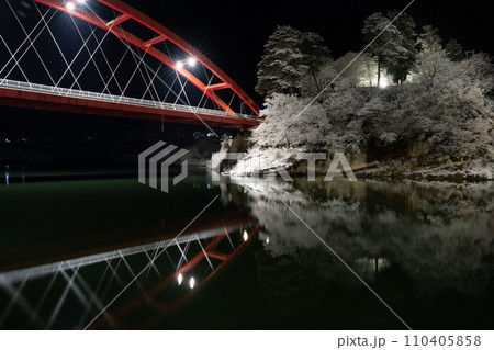 冬の瑞光寺橋ライトアップと白銀の瑞光寺公園 110405858