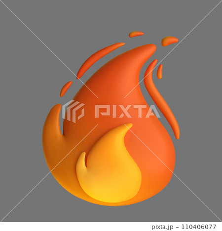 3d fire flame icon isolated on grei background....のイラスト素材 [110406077 ...