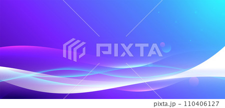 Abstract blue and purple wavy lines flow background. Futuristic, digital technology concept. Dynamic wave pattern. Minimal banner. Illustration vector 110406127
