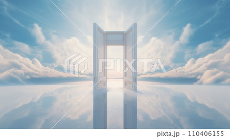 Open door to the blue cloudy sky 110406155