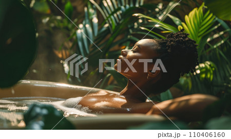 woman relaxing in the bath woman relaxing in the bath 110406160