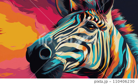 Pop art Portrait of an adult zebra Pop art Portrait of an adult zebra 110406230