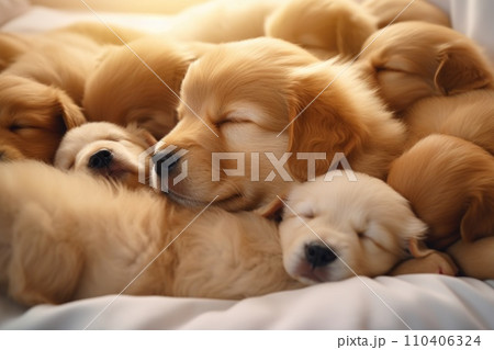 Golden Retriever puppies are sleeping Golden Retriever puppies are sleeping 110406324