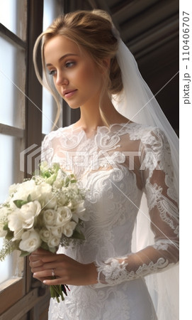 Beautiful young bride 110406707
