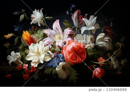 Bouquet of colorful assorted flowers 110406898