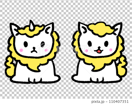 かわいい狛犬と獅子 110407351