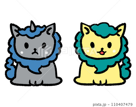 かわいい狛犬と獅子のイラスト素材 [110407479] - PIXTA