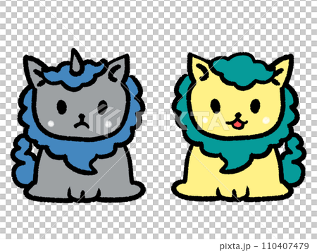 かわいい狛犬と獅子のイラスト素材 [110407479] - PIXTA