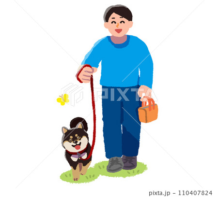 犬の散歩する男性 110407824