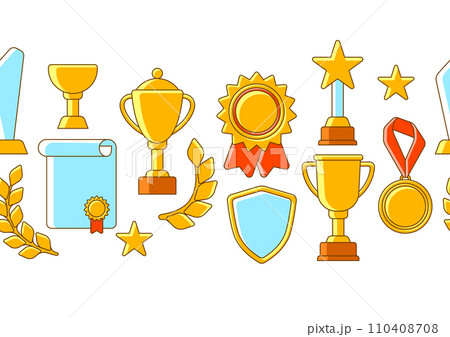 Awards and trophy pattern. Reward items for sports or corporate competitions. Awards and trophy pattern. Reward items for sports or corporate competitions. 110408708