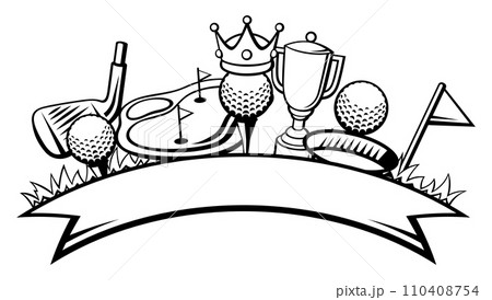 Background with golf items. Sport club illustration. 110408754