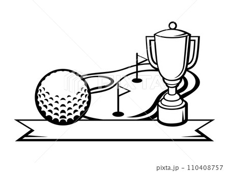 Illustration with golf items. Sport club image. Illustration with golf items. Sport club image. 110408757