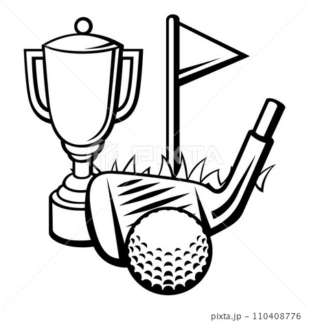 Illustration with golf items. Sport club image. Illustration with golf items. Sport club image. 110408776