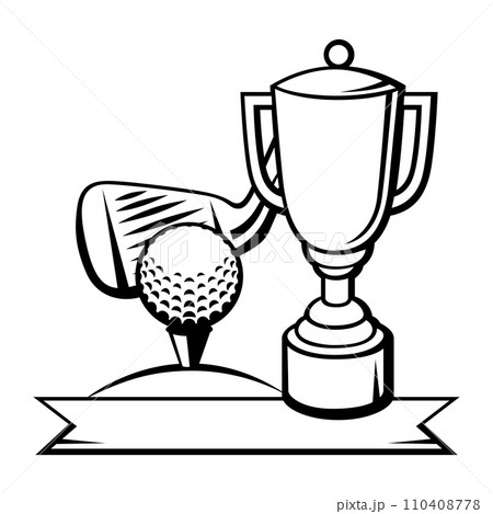 Illustration with golf items. Sport club image. Illustration with golf items. Sport club image. 110408778