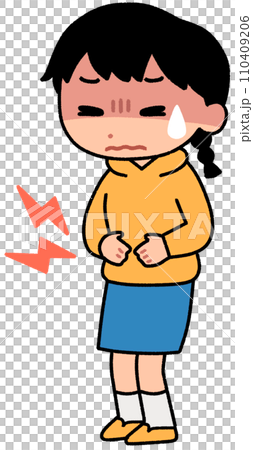 腹痛に苦しむ女の子 110409206