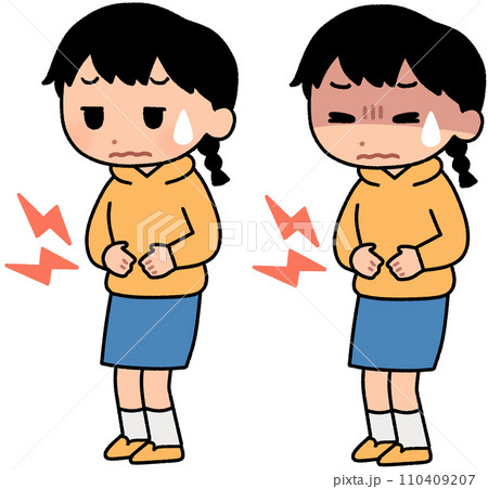 腹痛に苦しむ女の子 腹痛に苦しむ女の子 110409207
