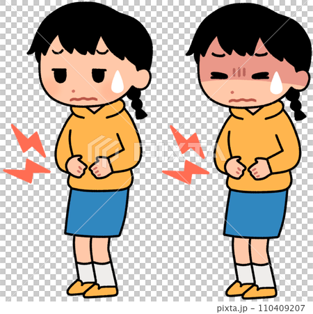 Girl suffering from abdominal pain 110409207