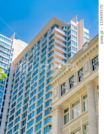 Architecture of historic and modern buildings in downtown of Vancouver, Canada 110409570
