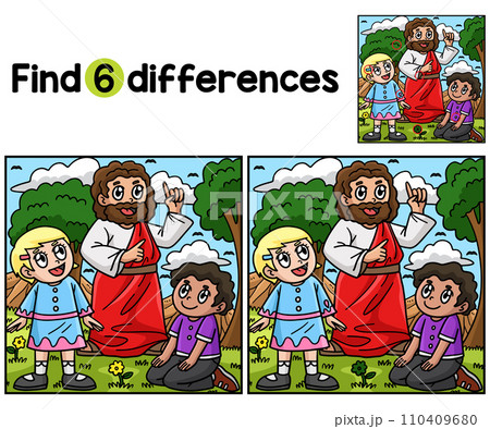 Christian Jesus with Children Find The Differences 110409680