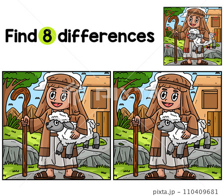 Christian Shepherd Sheep Find The Differences 110409681