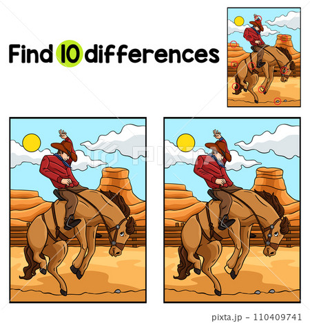 Cowboy Horse Rodeo Find The Differences 110409741