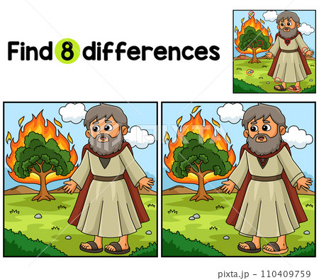 Christian Moses Burning Bush Find The Differences 110409759