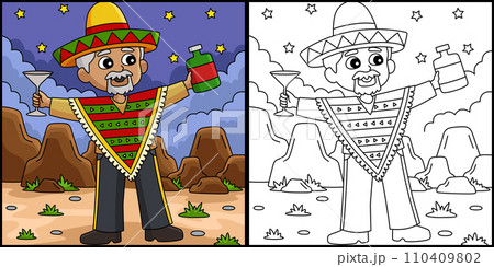 Cinco de Mayo Mexican Man Drinking Illustration Cinco de Mayo Mexican Man Drinking Illustration 110409802