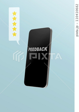 Word Feedback with a five-star rating on the mobile phone screen Word Feedback with a five-star rating on the mobile phone screen 110410682