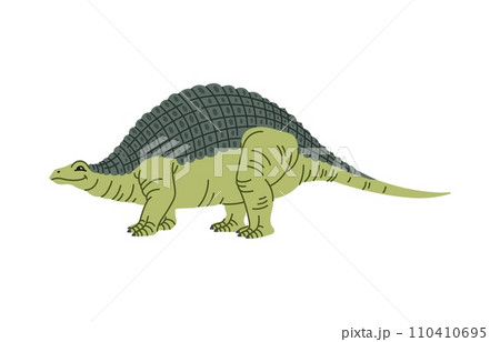 Cartoon dinosaur Nodosaurus, dino reptile character and kids extinct toy, isolated vector. Funny cute Nodosaurus or herbivorous dinosaur of Cretaceous era for child prehistoric reptiles study 110410695