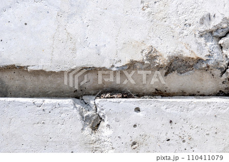 Closeup view of concrete wall block 110411079