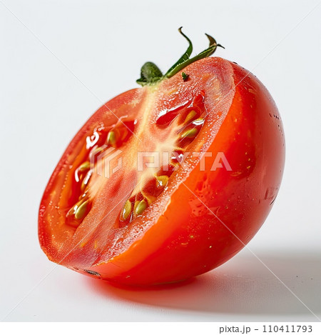 Half of fresh cherry tomato isolated on white Half of fresh cherry tomato isolated on white 110411793