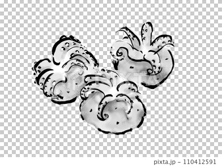 Hand-drawn Japanese style illustration of octopus takoyaki 110412591